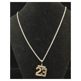 14K Gold "23" Jordan necklace 22 " long 9.6g