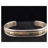 Sterling and 14K gold Bracelet @2.5 in dia