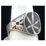 Sterling Ring sz 4.5 pot leaf