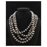 Black Cultured pearls 62" necklace