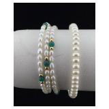 10K Gold and pearl bracelet lot of 2