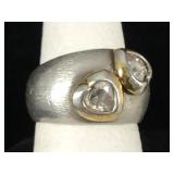 Sterling Ring with hearts sz 6