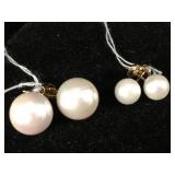 14K Gold pearl earrings 2 pair
