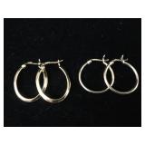 2 pairs Sterling Hoop Earrings