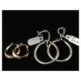 2 pairs Sterling Hoop Earrings