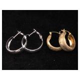2 pairs Sterling Hoop Earrings