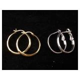 2 pairs Sterling Hoop Earrings