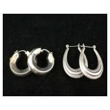 2 pairs Sterling Hoop Earrings