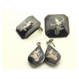 Siam Sterling cuff links and earrings 26 g - one