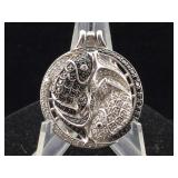 Sterling yin yang fish pendant 1.5"