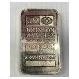 5 oz Bar Silver .999 Johnson Matthey
