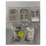 5-1 oz Bars Silver .999 each one is 1 oz