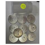 10ea 1 oz  Silver .999 rounds 10 silver rounds