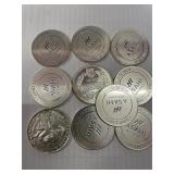 10ea 1 oz  Silver .999 rounds 10 silver rounds