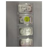 4ea 1 oz  Silver .999 bars 4 silver bars