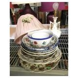 Assorted Serving dishes and Lamp