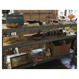 Rack of assorted kitchen/glass items and more
