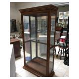 Wood glass lighted  display cabinet with sliding