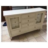 New white Coaster dresser with glass doors,