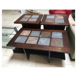 Stone top coffee table and end tables set, approx