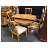 Wood dining table w/4 chairs and extra leaf,