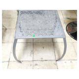 Metal patio side table approx 19in tall and 19in