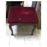 Stool with red fabric cushion  Approx 19 in tall