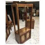 Wood display cabinet with 2 glass shelves, approx