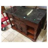 Wood kitchen island w/stone top (top it