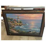 Large framed texturized print, approx 58 x 41