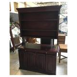 Wood kitchen cabinet with hutch, approx 53 inches