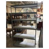 Metal rack with 6-tier shelves, approx 86 inches