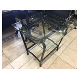Metal end table with glass top