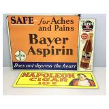 3 vintage metal signs. Assorted sizes.