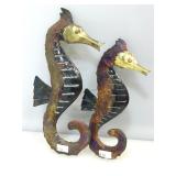Artesian Copper metal drip sculptures. Seahorses.
