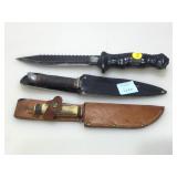 3 knives incl. Solingen, 2 with holster and more,
