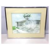 Watercolor White Peacocks. Bette Wahl. Framed to