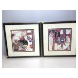 Pair of framed prints.