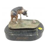 C.M. Russell Bronze Sculpture On Marble Base.