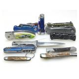 Assorted pocket knives and more, approx 7 inches