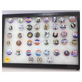 Kennedy and Assorted Vintage pins in case