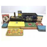 Vintage smoking tins, Robert E Lee playing cards,