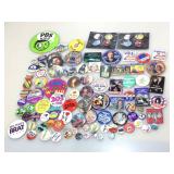 Collection of assorted button pins. Some vintage.
