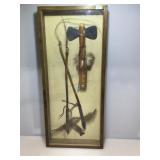 Shadow box art. Mounted Native tomahawk and arrow