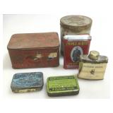 Vintage advertising tins.