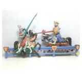 Composite wall hanging. Jousting knights. Hand