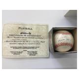 Ernie banks signed baseball with certificate of
