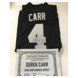 Derek carr autographed jersey