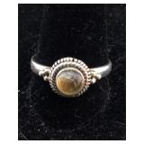 Sterling Ring with Pale Stone. Size 6.5
