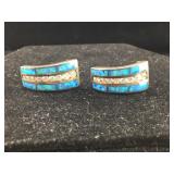 Sterling Earrings with Opal and CZ.